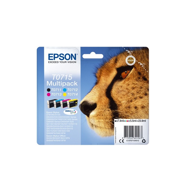 Epson Multipack Guépard (T0715) - Encres DURABrite Ultra N. C. M. J