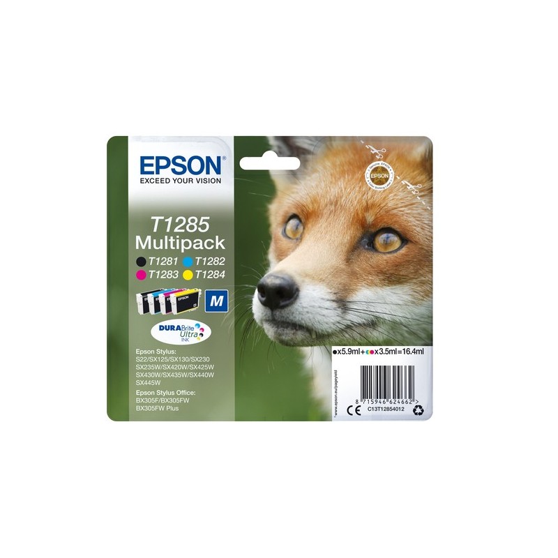 Epson Fox Multipack Renard (T1285) - Encre DURABrite Ultra N. C. M. J