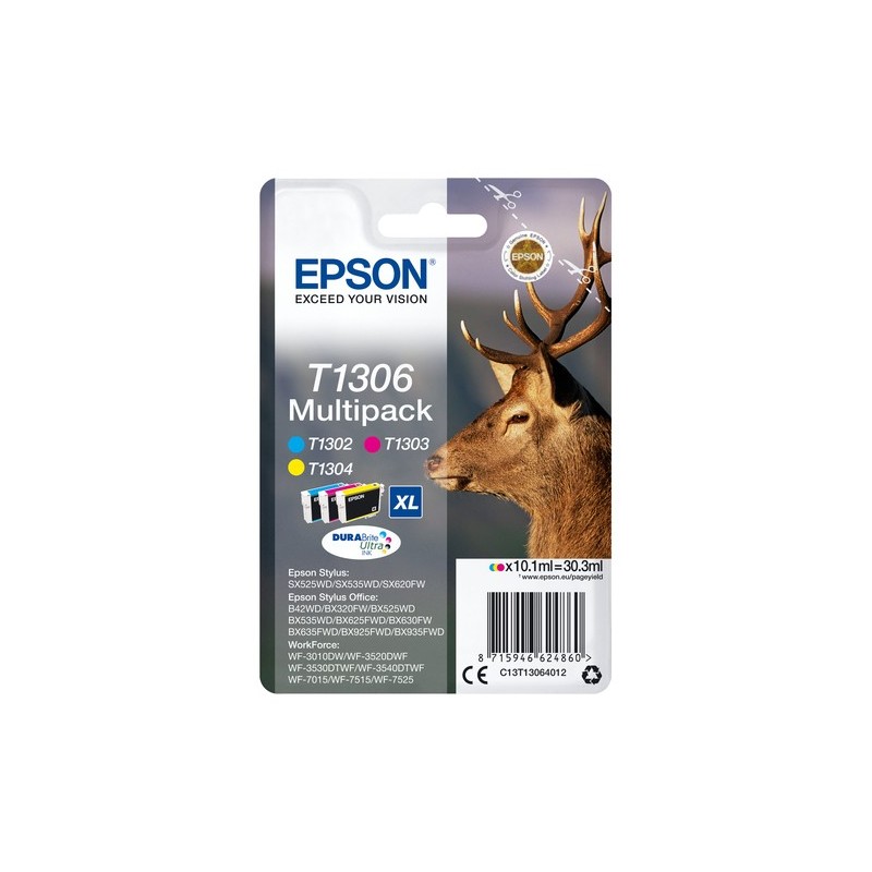 Epson Stag Multipack Cerf (T1306) - Encre DURABrite Ultra C. M. J (XL)
