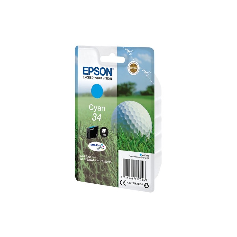 Epson Golf ball Singlepack Cyan 34 DURABrite Ultra Ink