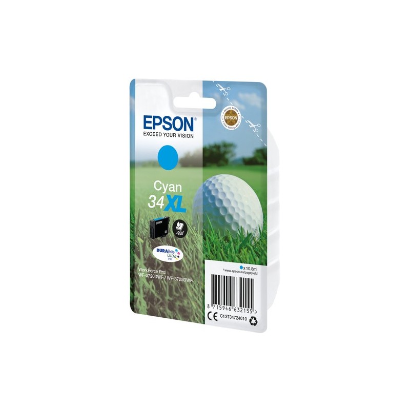 Epson Golf ball Singlepack Cyan 34XL DURABrite Ultra Ink