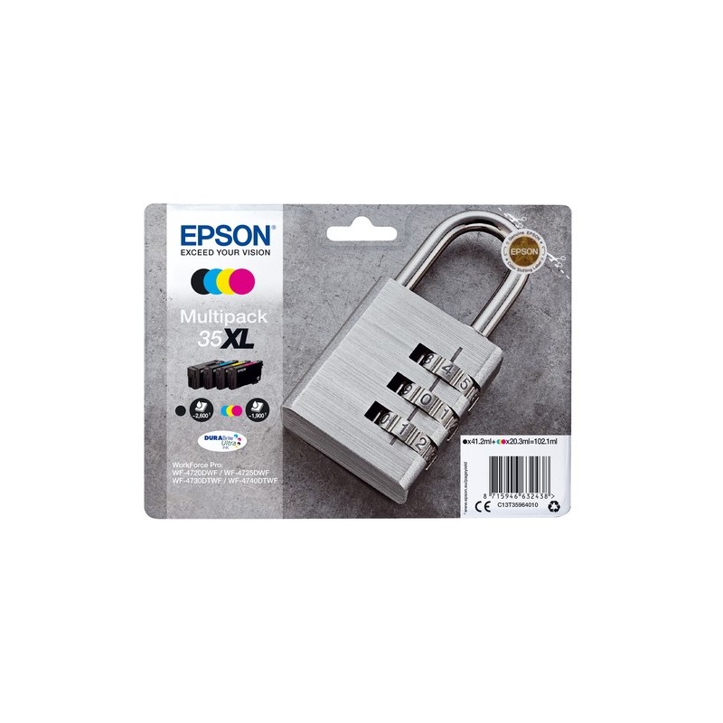 Cartouches d'encre pour Epson 35XL, Multipack de 4 cartouches pour Epson  WorkForce