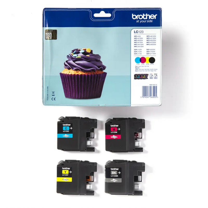 Pack Brother Cartouches D'encre LC-123 Noir, Cyan, Magenta, Jaune