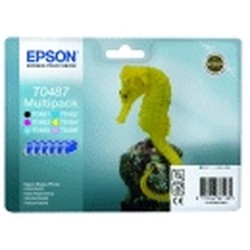 Epson Seahorse T0487 Ink Cartridge Multipack Original Noir. Cyan. Cyan clair. Magenta clair. Magenta. Jaune