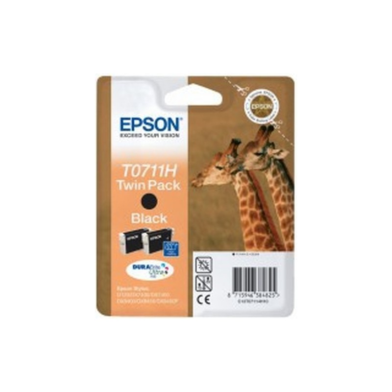 Epson Giraffe T0711 - Giraffes Inks black twin pack 1 pièce(s) Original Noir