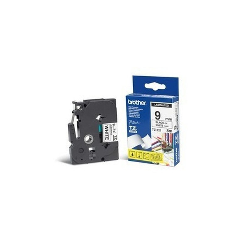 Brother TZe-221 ruban d'étiquette Noir sur blanc