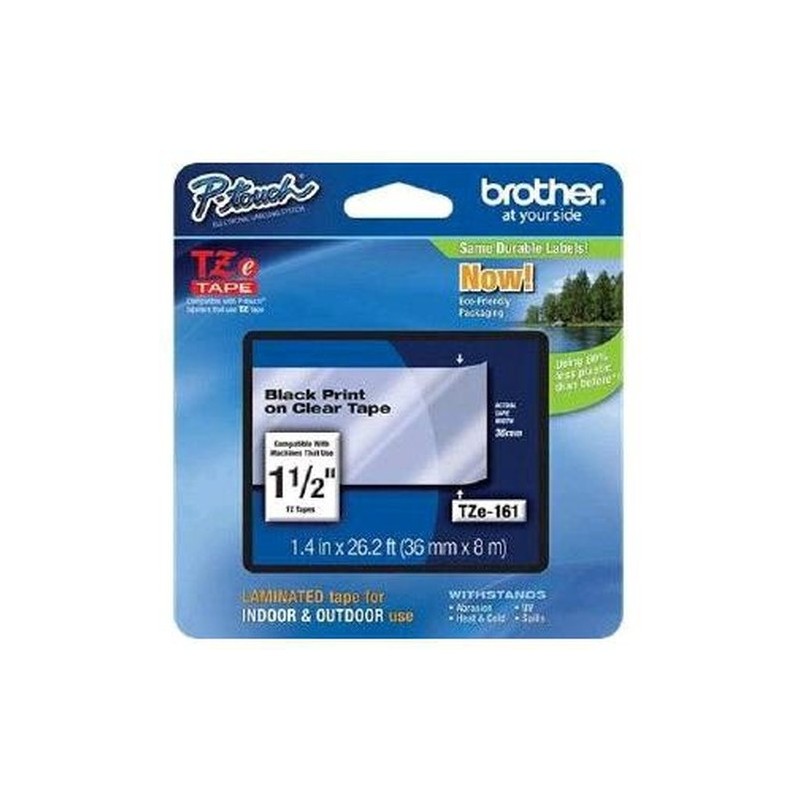 Brother TZe-161 ruban d'étiquette Noir sur transparent