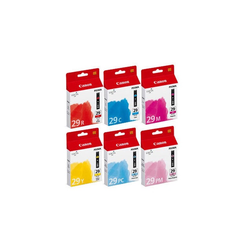 Canon PGI-29 C/M/Y/PC/PM/R 6 pièce(s) Original Cyan. Magenta. Photo cyan. Photo magenta. Rouge. Jaune